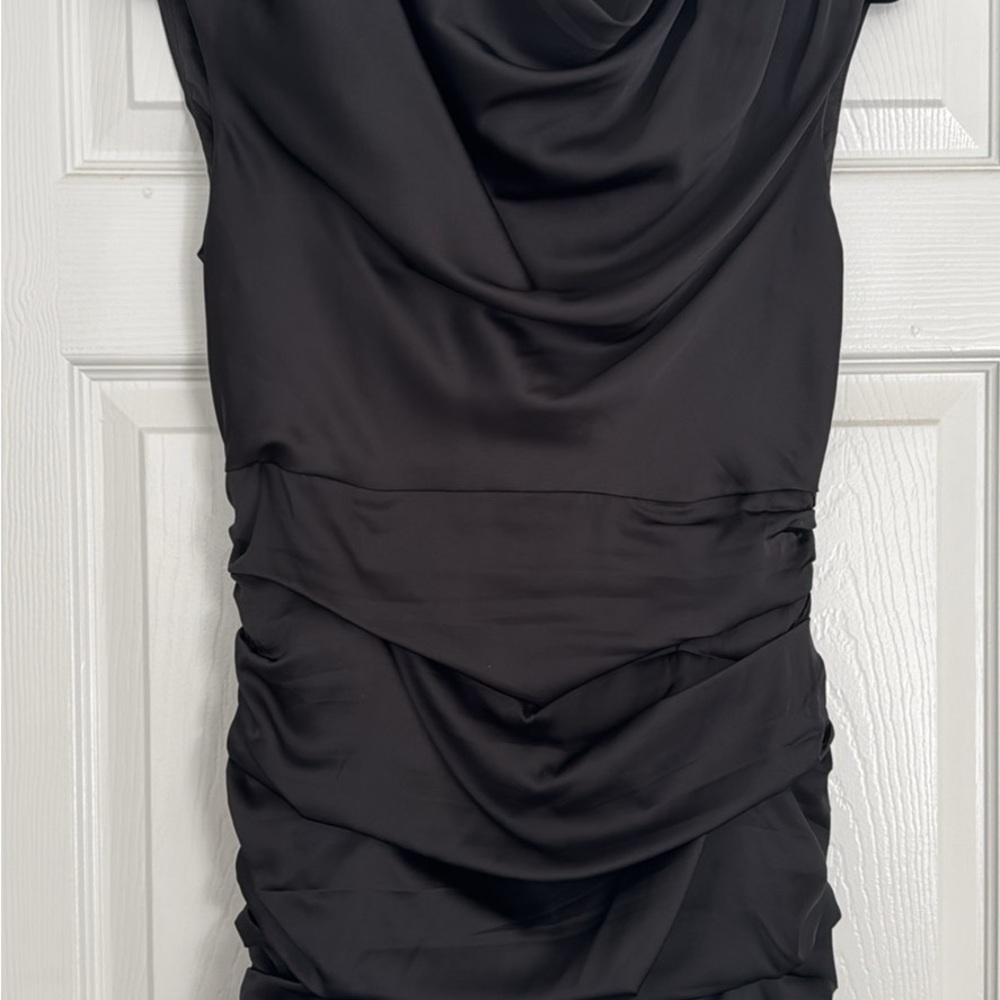 Black Ruched Cowl Neck Bodycon Dress